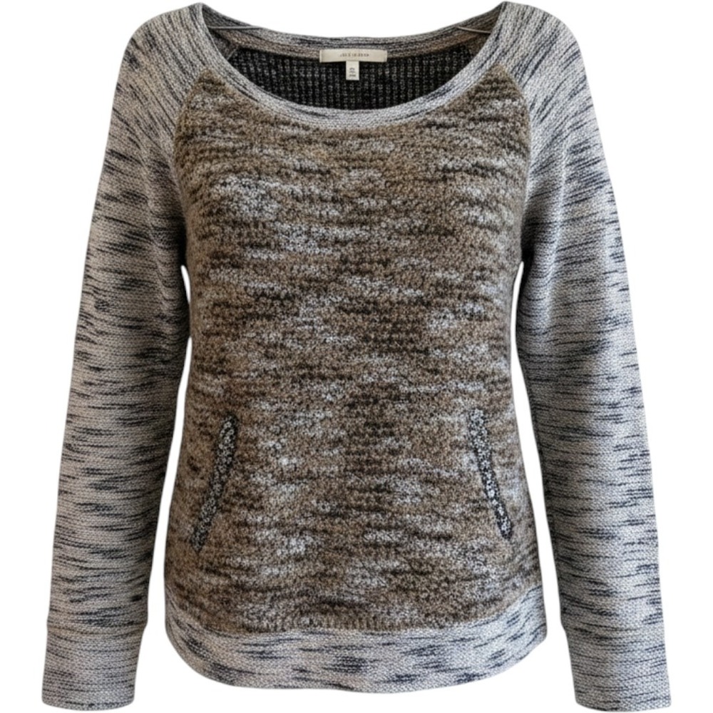 Miss Me Womens Brown Marled Knit Sequin Elbow Patch Wool Blend Sweater Size M